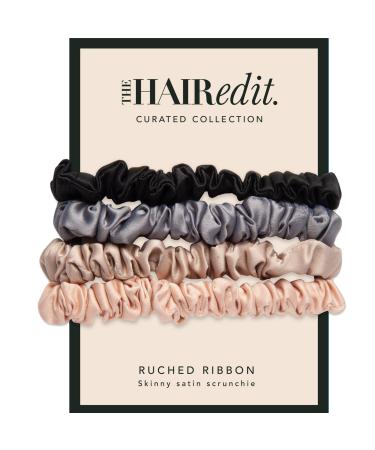 The Hair Edit Ruched Ribbon Satin Scrunchies