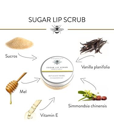 BEES of BRITAIN Sugar Lip Scrub - 100% Natural Jojoba Honey Vanilla - 50g - Buy Online on GoSupps.com