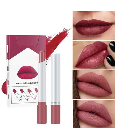 Velvety Matte Lipstick Set - 4 Pcs High Pigmented Lip Gloss & Lipstick Gift Set | Long Lasting, Non-Fading, Waterproof Makeup for Women - Nude Cigarette Lipgloss | Gift Surprise Set 01 - Buy Online on GoSupps.com