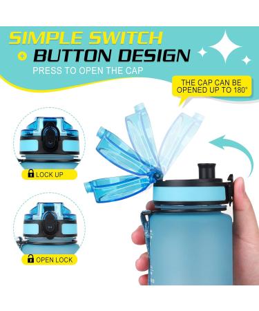 Hasagei 1L BPA Free Tritan Sports Drinking Bottle - Leak-Proof Locking Lid for Gym School Cycling & Outdoor Fitness - Light Dark Blue - Buy Online on GoSupps.com