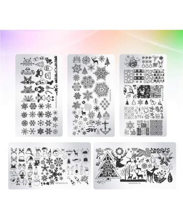 Uonlytech Christmas Nail Art Stamp Plates - 5pcs DIY Stencils for Perfect Manicure | Festive Nail Polish Stickers for Women - Buy Online on GoSupps.com