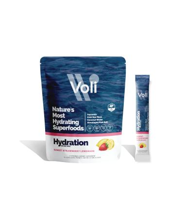 Voli Hydration Sunset Strawberry Superfood Hydration Irish Sea Moss Aquamin (Natural Magnesium) Coconut Water Himalayan Pink Salt Low-Calorie Hydration 15 Servings (Pack of 1) Sunset Strawberry 15 Servings (Pack of 1)