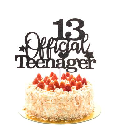 13th Birthday Cake Topper Black 13 Official Teenager Cake Topper Cakes Banner Decoration for Kids 13 Birthday Anniversary Party Supplies A3CP13 (Black)