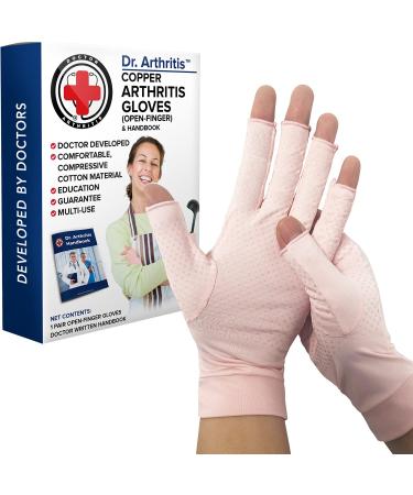 Dr. Arthritis Arthritis Copper Compression Gloves for Women and Men Carpal Tunnel Gloves Hand Brace for Arthritis Pain and Support (Pink X-Large) Open Finger (Pink) XL