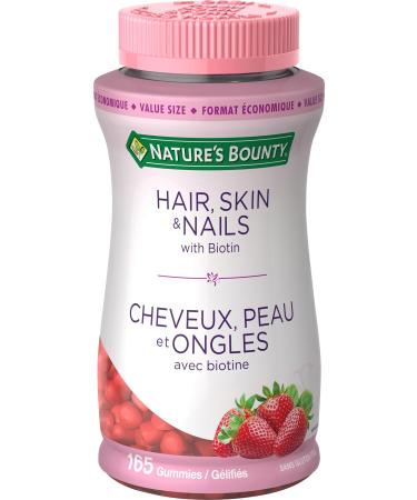 Nature's Bounty Hair Skin and Nails Gummies with Biotin Value Size 165 Naturally Strawberry Flavoured Gummies