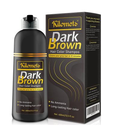 KILOMETS Dark Brown Hair Dye Shampoo 400ml - 100% Grey Coverage - Ammonia Free Color - Instant Coloring - 13.5 Fl Oz - Buy Online on GoSupps.com