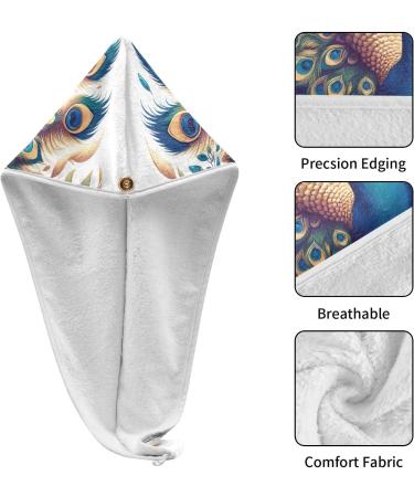 Peacock Hair Towel 2 Pack - Super Absorbent Quick Drying Turbans for Women & Girls | Perfect Hair Drying Solution - Buy Online on GoSupps.com