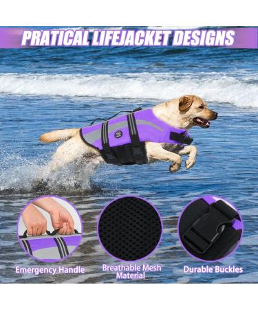 Emust Dog Swimming Vest | Ripstop XXL Large Dog Water Vest with Double Rescue Handles - Perfect for Swimming & Pool Activities - Purple - Buy Online on GoSupps.com