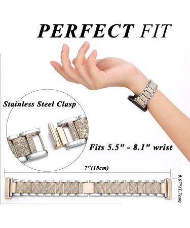 Mtozon Bling Bands for fitbit Sense/Versa 3 | Dressy Luxurious Bracelet for Women | Silver + Champagne Gold - Buy Online on GoSupps.com