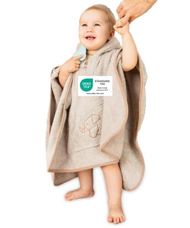 ULLENBOOM BADEPONCHO BABILY Terry from 100% cotton (Oeko-Tex certified) and made in EU-ideal as a bath towel and bathrobe for children and babies from 1-3 years of sand for 1-3 years