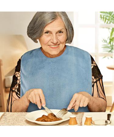 HACLEN Super Absorbent Adult Bibs for Men & Women 2 Pieces Adultbibs Reusable & Washable Adult Bibs for Eating Gray - Buy Online on GoSupps.com