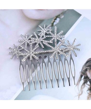 Dervivea Rhinestone Snowflake Hair Comb Barrette Silver Snow Hair Side Comb Crystal Weddings Headpieces Chirstmas Cz Snowflake Hair Piece Decorative Hair Accessories for Women and Girls Headdress - Buy Online on GoSupps.com