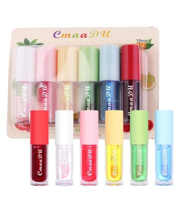 6 Pcs Lip Oil Set - Plumping Tinted Lip Gloss Moisturizing High Shine Non-Sticky Finish - Buy Online on GoSupps.com