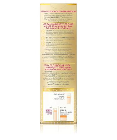 NIVEA Luminous 630 Anti-Pigment CC Fluid SPF 30 for Light Skin - 40 ml | Even Complexion & Hydration - Buy Online on GoSupps.com