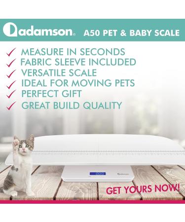Adamson A50 Pet and Baby Scale 2023 - Digital Scale for Cats Dogs Rabbits - Up to 220 lb / 100 kg - Buy Online on GoSupps.com