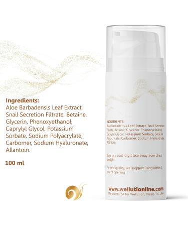 WELLUTION Snail Mucin Hydra Facial Serum - Hydrating Hyaluronic Acid & Aloe Vera - Korean Skincare - 3.4oz - International Shipping Available - Buy Online on GoSupps.com