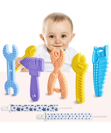 5 Pcs Baby Teething Toys Silicone Teether Toys for Babies 0-6 Months 6-12 Months Molar Chew Toys for Newborn Infant Soothe Babies Gums