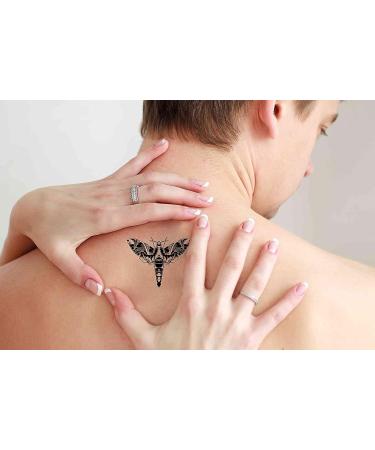 Dopetattoo Realistic Insects Temporary Tattoos - 6 Sheets of Death's-Head Moth and Dragonfly Designs for Neck, Arm, and Chest - Men, Women, Adults - Buy Online on GoSupps.com