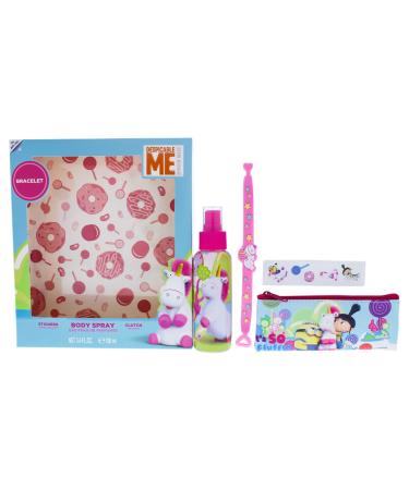 Universal Mpf Fluffy for Kids - Gift Set 3.4 oz Body Spray Clutch Stickers Bracelet 4.0 Count