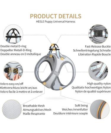 Buy Heele Adjustable Dog Harness for Small & Medium Dogs - Soft Mesh Reflective Breathable - Perfect for Comfortable Walks - 1 Pack (Gray) - Buy Online on GoSupps.com