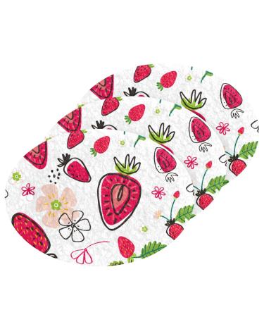 3-Pack Cleaning Kitchen Sponges Oval Strawberries and Flowers Kitchen Cellulose Dishwashing Wood Pulp Cotton
