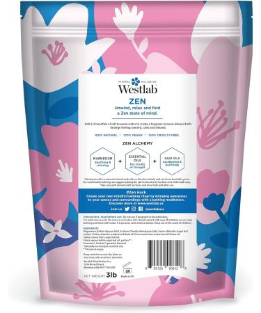 Westlab Bath Salt - Zen - Epsom & Himalayan Bath Salts with Cedarwood Sage and Neroli - Restore tranquility clarity and balance - 1.36Kg (Packaging May Vary) - Buy Online on GoSupps.com