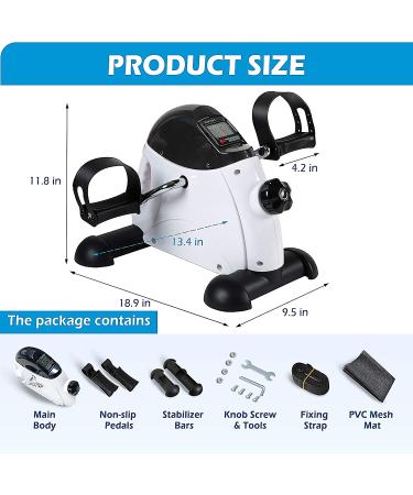 TABEKE Under Desk Mini Bike Pedal Exerciser for Seniors - Arm/ Leg Exercise with LCD Display - White - Buy Online on GoSupps.com