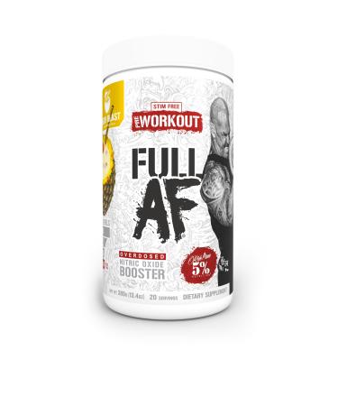 5% Nutrition Full AF Pre-Workout | Stim-Free with Massive Pumps | L-Citrulline L-Taurine Nitrosigine GlycerSize |13.4oz (Beach Blast)