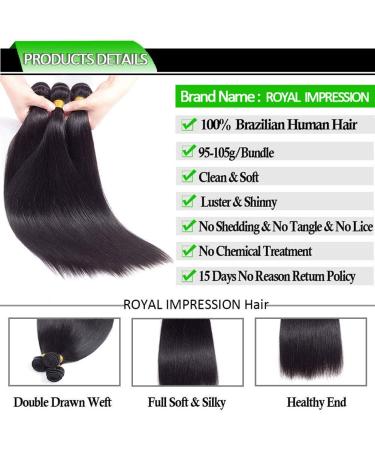 12A Grade Brazilian Virgin Straight Human Hair Bundles - 10 12 14 inches - 300g | Unprocessed Remy Hair Extensions - Buy Online on GoSupps.com