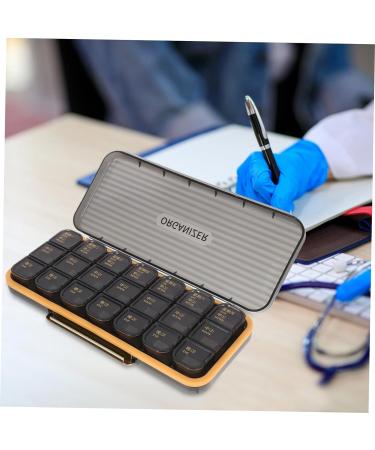 GOOHOCHY Medicine Box Pill Case Travel Medicine Storage Travel Pill Case 7 Day Pill Holder Vitamin Container Medicine Organizer Travel Pill Organizer Abs Elder Storage Box Black 23.00X9.50X3.00CM - Buy Online on GoSupps.com