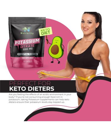 Nutrality Potassium Citrate 1000mg - 180 Capsules | High Strength Supplement for Nervous System & Muscle Health | 90-Day Supply | Keto-Friendly | Made in Europe - Buy Online on GoSupps.com