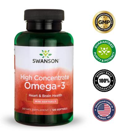 Swanson High Concentrate Omega-3 Softgels - 120 Mini Softgels for Heart Health - Buy Online on GoSupps.com