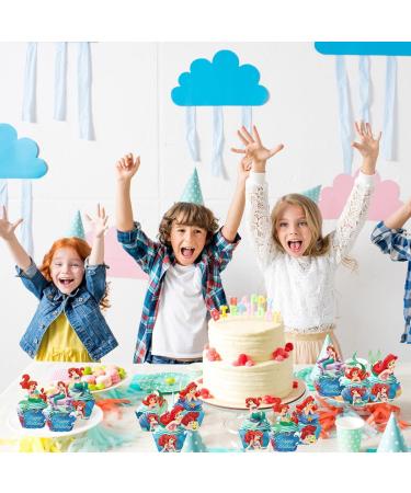 The Little Mermaid Cake Cupcake and Wrappers Paper Decoration Supplies The Little Mermaid Cupcake Topper for Kids Birthday Party (Blcak) - Buy Online on GoSupps.com