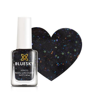 Bluesky Kids Nail Varnish - Starry Night Black Glitter Touching Peele Non-Toxic Water Based Odourless Nail Polish for Kids 7ml