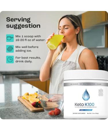 KetoK 100 ElectrolytePowder | HydrationSupplement Drink Mix | Boost Energy | No Sugar Stevia Maltodextrin | 30 Servings - Buy Online on GoSupps.com