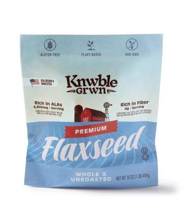 KNWBLE GRWN Premium Flaxseed, Whole and Unroasted, Ready to Eat, NON-GMO, Plant-Based, Gluten-Free, 16 OZ Flax 16 oz