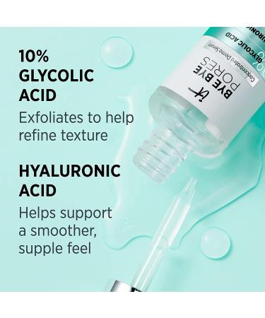 IT Cosmetics Bye Bye Pores 10% Glycolic Acid Serum - Pore-Minimizing & Exfoliating Serum with Hyaluronic Acid - Vegan Formula - 1 fl oz - Buy Online on GoSupps.com