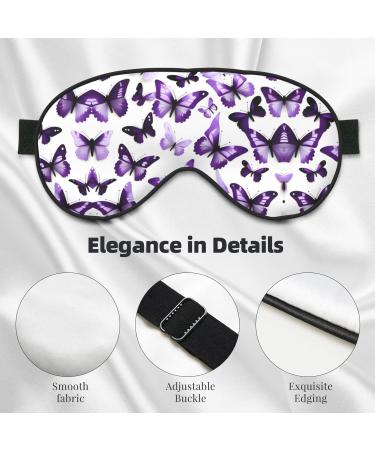 Soft Sleeping Eye Mask White and Purple Butterflies Breathable Perfect for Travel and Relaxation - Buy Online on GoSupps.com