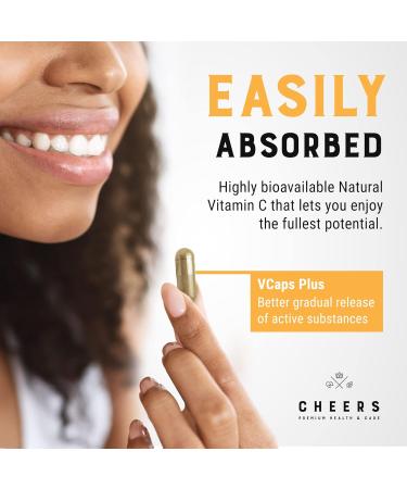 Cheers Natural Vitamin C 1000mg Supplement | Immune Support & Antioxidants | Plant-Based Acerola Rosehip & Bioflavonoids | Vegan Non-GMO Gluten-Free No Additives | 90 Capsules - Buy Online on GoSupps.com