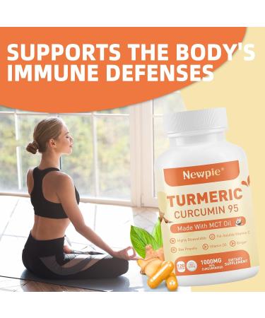 Turmeric Curcumin Supplement with MCT Oil 50mg,120 Capsules 1000mg Turmeric Extract 95% Curcuminoids,Fat Soluble Vitamin C,Bee Propolis,Ginger,Vitamin D3,Zine,Non-GMO,Gluten Free (1) - Buy Online on GoSupps.com