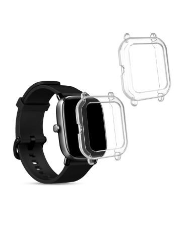 kwmobile 2-Pack Fitness Tracker Frame Compatible with Huami Amazfit GTS 2 Mini - Case Sport Tracker TPU Silicone Cover - Transparent