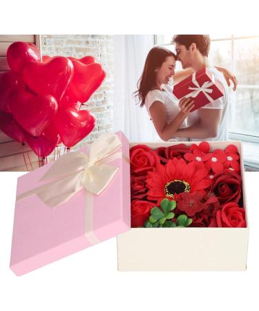 Floral Scented Flower Soap Gift Set Flower Bath Soap Rose Flower Petals Everlasting Roses in Gift Box for Mothers Day Valentines Day Christmas Decoration Gift (Red) - Buy Online on GoSupps.com
