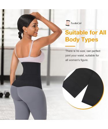 FeelinGirl Bandage Wrap Waist Trainer Sauna Belt - Long Torso Tummy Wraps Body Shaper Trimmer - Black - Buy Online on GoSupps.com