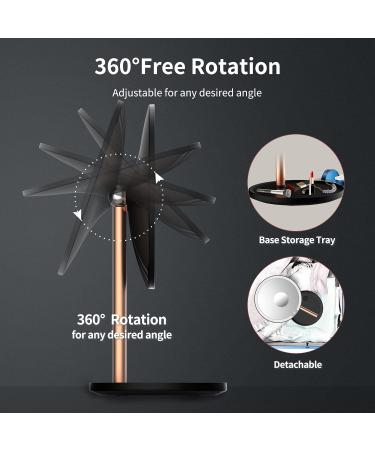 Rechargeable LED Lighted Makeup Mirror with 10X Magnification and Touch Sensor - 3 Color Lights, 360 Rotation, Portable Travel Mirror (Black) - Buy Online on GoSupps.com