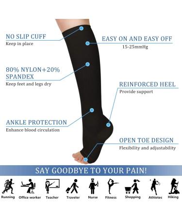 Evolyline 3 Couple Compression Stockings for Men & Women - Medical Support Socks for Leg Pain Varicose Veins & Thrombosis - Open Lace Design - Black S-M - Buy Online on GoSupps.com