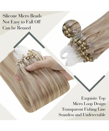 LAAVOO Microring Extensions - Real Hair Ashblond Highlight 35cm 50g #P18/613 - Premium Remy Micro Bead Extensions - Buy Online on GoSupps.com