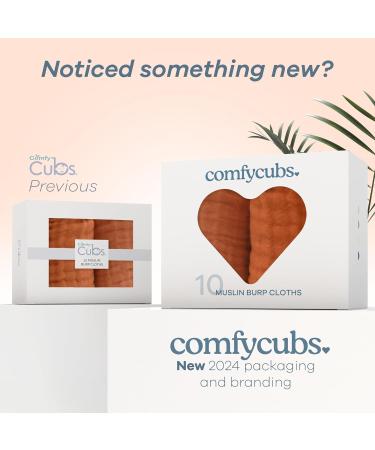 Comfy Cubs Muslin Spitting Towels - 100% Cotton 6-Layer Extra Absorbent Hand Washcloths - Large 10-Pack (Garnet) - Buy Online on GoSupps.com
