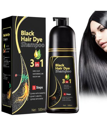 MagiSel 500ml Color Shampoo Instant Hair Dye Shampoo for Colored Hair Natural Black Hair Dye Shampoo 3 in 1 Hair Dye for Men and Women (Black)