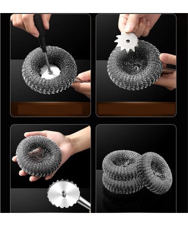 Scourer with Long Handle - Flexible Stainless Steel Pot Scourer with Hanger Uitility Gadgets for Non-Stick Pans Iron Pots Bowl Dishwashing Sink Dyog - Buy Online on GoSupps.com