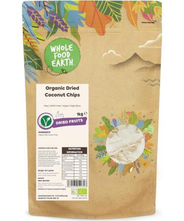 Wholefood Earth Organic Dried Coconut Chips 1 kg | Raw | Certified Organic & Organic Pumpkin Seeds 1kg Raw | GMO Free | Vegan | High Fibre | High Protein | Certified Organic + Pumpkin Seeds 1kg - Buy Online on GoSupps.com